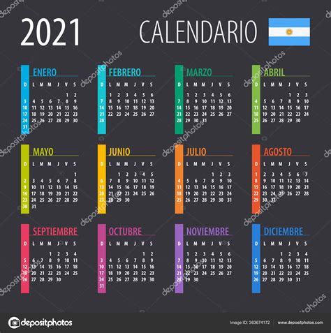 2021 Calendário Ilustração Vetorial Modelo Faz Asneira Versão Argentina