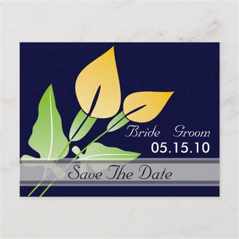 Calla Lily Save The Date Postcards Calla Yellow Black Green Leaf