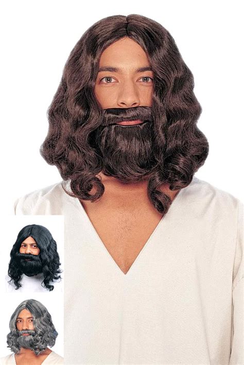 Deluxe Adult Biblical Wig And Beard Brown Black Gray Candy Apple Costumes Beards And Mustaches