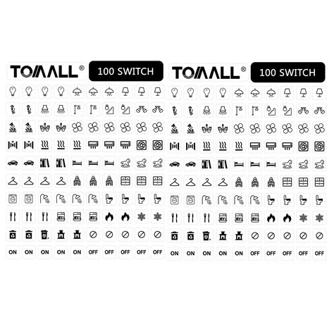 Buy TOMALL 200Pcs Light Switch Labels Icon Stickers Household