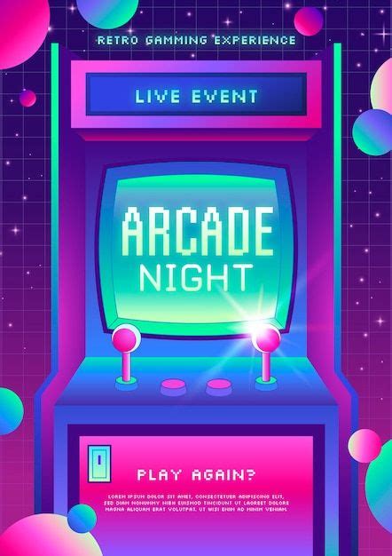 An Arcade Night Poster With Neon Colors
