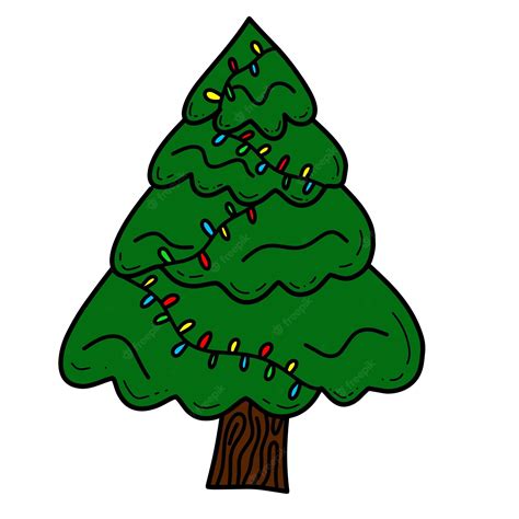 Premium Vector Doodle Colorful Evergreen Pine Christmas Tree Vector