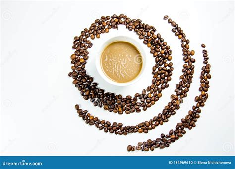 Coffee Beans Composition On A White Background Stock Photo Image Of