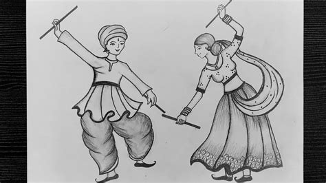 How To Draw Garba Dance Drawing Easy Garba Drawing For Navratri