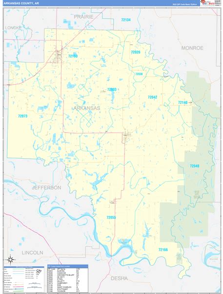 Arkansas County Ar 5 Digit Zip Code Maps Basic