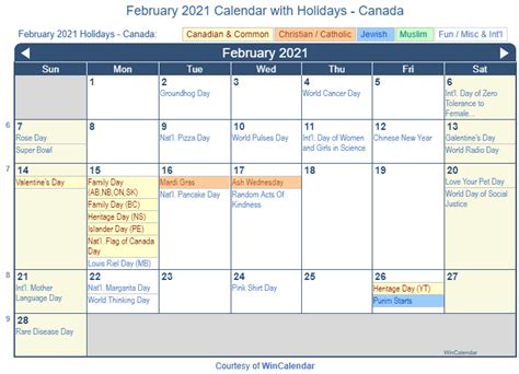 This website shows every (annual) calendar including 2021, 2022 and 2023. Print Friendly February 2021 Canada Calendar for printing