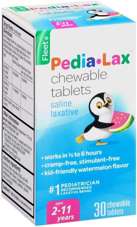 Pedia Lax Laxative Chewable Tablets For Kids Ages 2 11