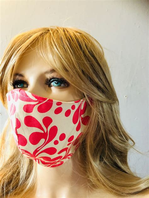 Pink Flower Print Face Mask Etsy