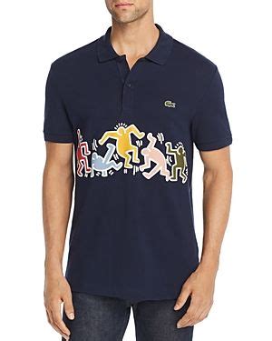 Lacoste Keith Haring Graphic Pique Regular Fit Polo Shirt In Navy Blue Multico Modesens