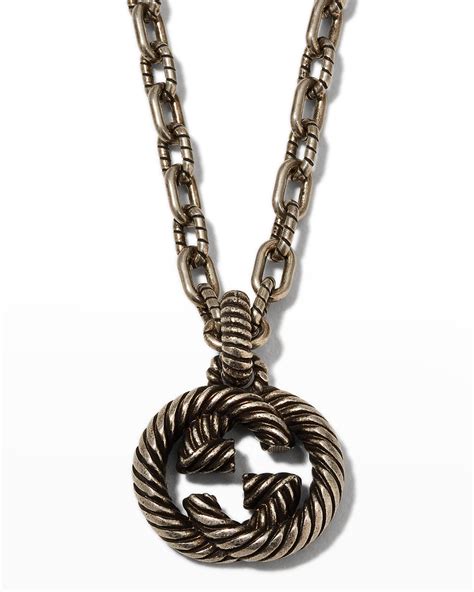 Gucci Interlocking G Necklace In Aged Silver Neiman Marcus