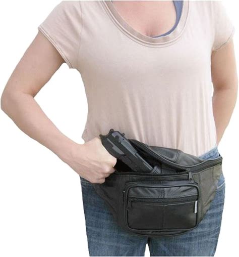 Leather Concealed Carry Fanny Pack Gun Conceal Purse Bag Fits Up To