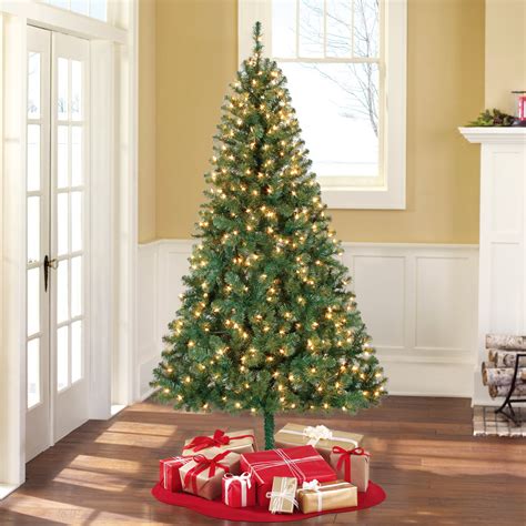 holiday time pre lit 6 5 madison pine green artificial christmas tree clear lights walmart