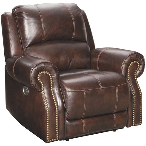 Ashley Furniture Buncrana Leather Power Recliner In Chocolate U8460413