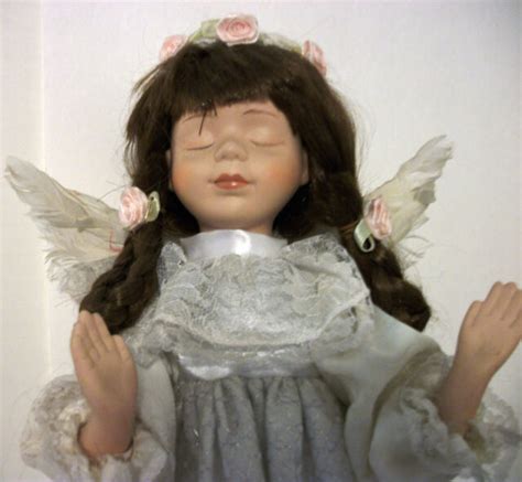 Kneeling Ashley Belle Porcelain Angel Doll Feather Wings Brown Hair Christmas Lg Ebay