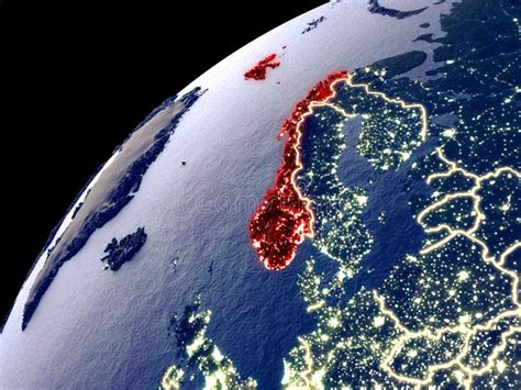 Satellite View Of Norway On Earth Stock Illustration Illustration Of
