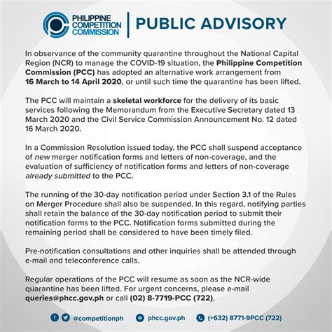 Public Advisory Suspension Of Certain Merger Processes And Timelines
