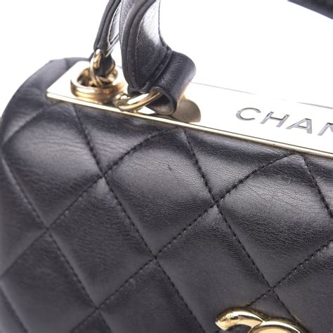 Chanel Lambskin Quilted Small Trendy Cc Dual Handle Flap Bag Black