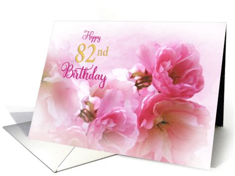 Happy 82nd Birthday For Her Soft Pink Blossoms Photo Art Card