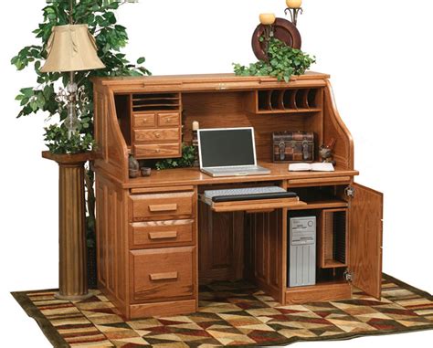 Available in black and white colors. 56 inch Traditional Computer Roll Top Desk - Ohio Hardwood ...