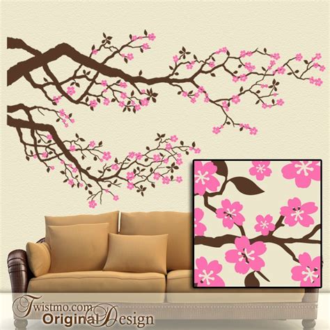 Cherry Blossoms Vinyl Wall Decal Large Tree Branches By Twistmo