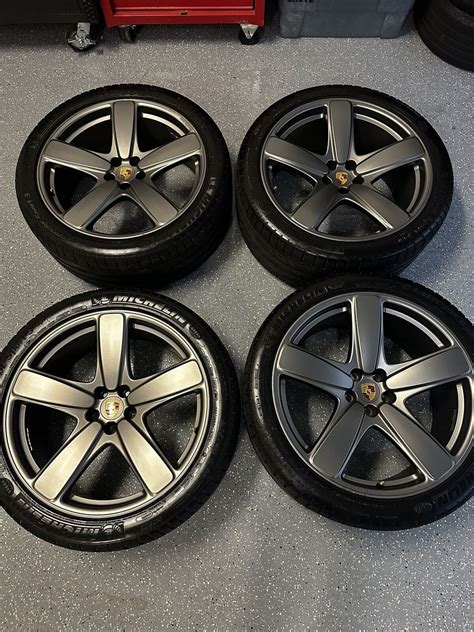 21 Porsche Sport Classic Wheels And Tires Full Set 5x112 Satin Platinum