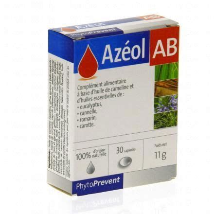 Il associe les propriétés de plusieurs huiles essentielles aux propriétés variées ainsi qu'une huile végétale. PILEJE Azéol AB phytoprevent boîte de 30 capsules ...