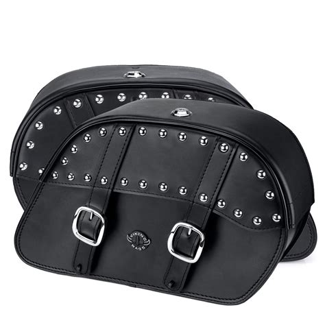 Victory Hammer Charger Slanted Studded Leather Saddlebags Motorcycle