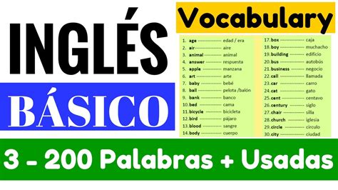 Lista De Las 200 Palabras Más Usadas En Inglés Sustantivos Yes En