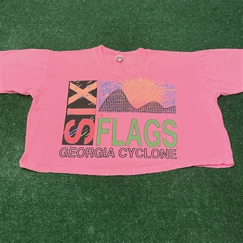 Vintage 80s 90s Six Flags Georiga Cyclone Theme Park Vtg 1988 Crop Top Shirt Xl 2499 Picclick