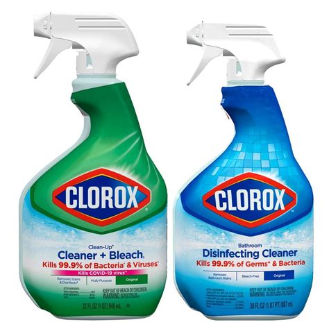 Clorox 30 Oz Disinfecting Bleach Free Bathroom Cleaner And 32 Oz