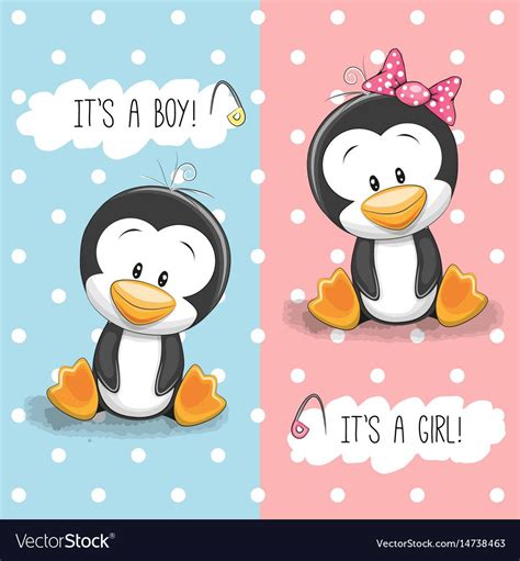 Penguins Boy And Girl Royalty Free Vector Image Baby Animal Drawings