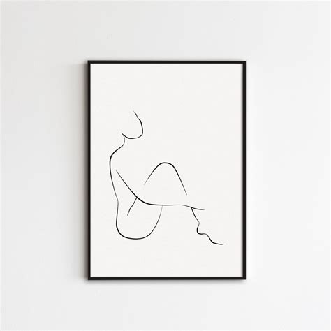 Abstract Woman Body Line Art Minimal Female Figure Drawing Etsy