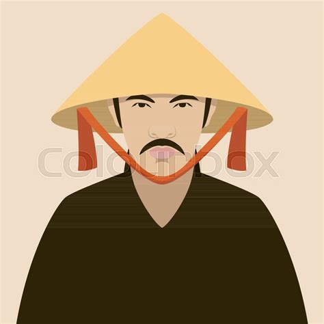 Chinese Man Face Vector Illustration Stock Vector