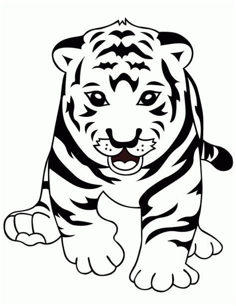 Curious Baby Tiger Coloring Page Cute Animal