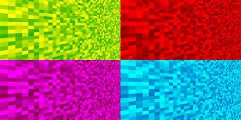 Set Of Colorful Pixel Texture Background In Perspective Technology