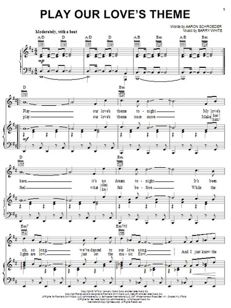 Play Our Loves Theme Sheet Music Barry White Piano Vocal And Guitar