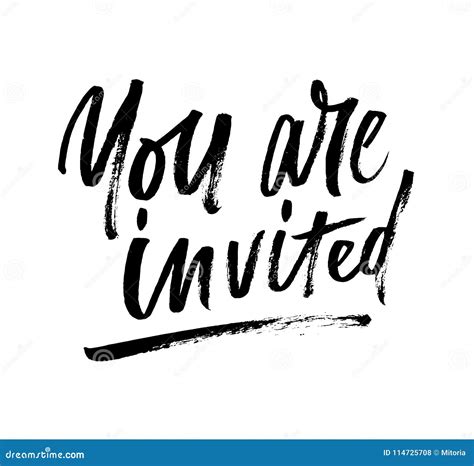 You Are Invited Brush Lettering Invitation Modern Calligraphy I Vector