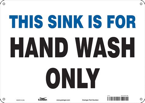 Condor Safety Sign This Sink Is For Hand Wash Only Sign Header No