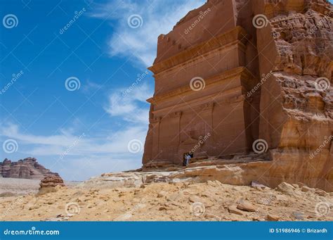 Nabatean Tomb In Madaîn Saleh Archeological Site Saudi Arabia Stock