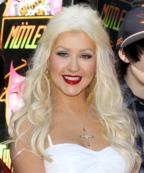 Christina Aguilera Long Curly Platinum Half Up Hairstyle Christina