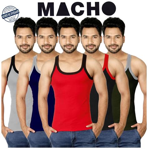 Buy Amul Pack Of 5 Sleeveless Round Neck Men Gym Vest Assorted Online