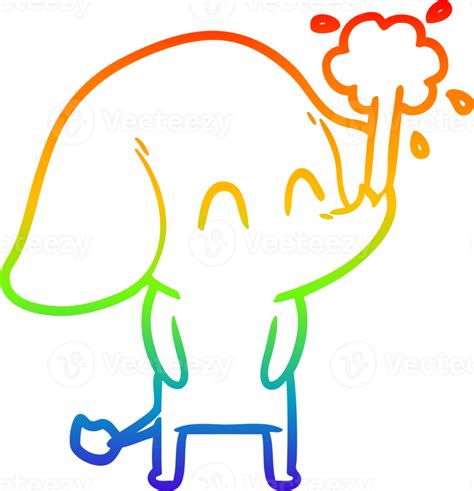 rainbow gradient line drawing cute cartoon elephant spouting water 38483722 png