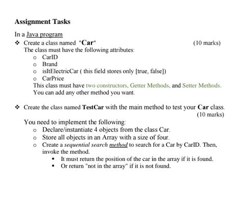 solved assignment tasks in a java program create a class