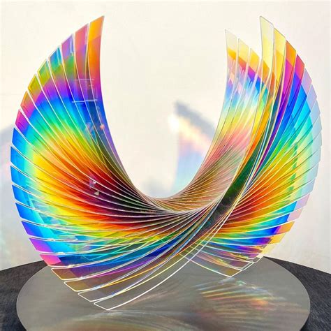 Tom Marosz Wings Dichroic Starfire Fused Cut And Polished Dichroic Glass Sculpt For Sale