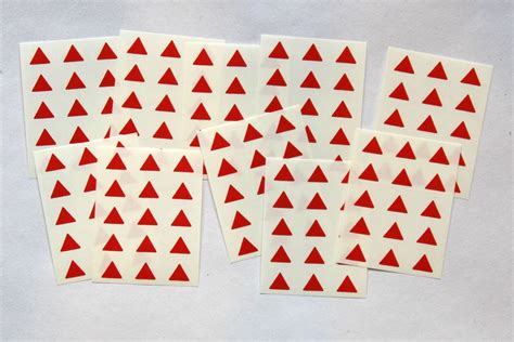 150 Red Triangle Stickers Sticky Coloured Self Adhesive Triangles For