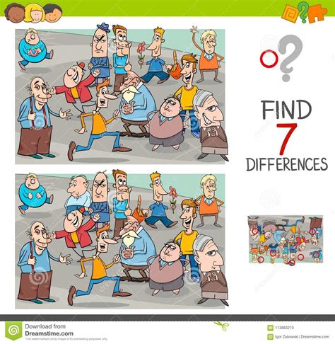 Find Differences Game With People Characters Stock Vector