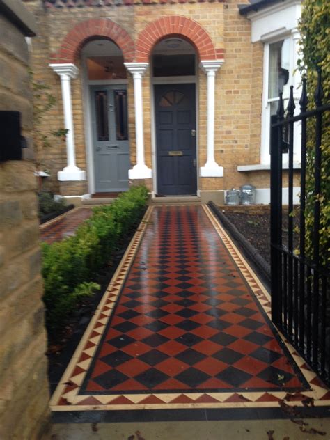 Brixton Herne Hill Victorian Mosaic Tile Path Black And Red Tile With