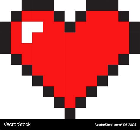 Pixel Art Heart Isolated On White Background Vector Image