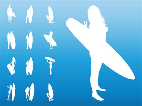 Surfer Girls Silhouettes Vector Art And Graphics