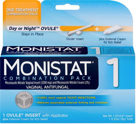Monistat 1 Day Yeast Infection Treatment Ovule Itch Cream